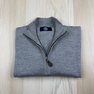 J. Press Mens Gray 100% Pure Wool 1/4 Zip Long Sleeve Sweater Size UK 40